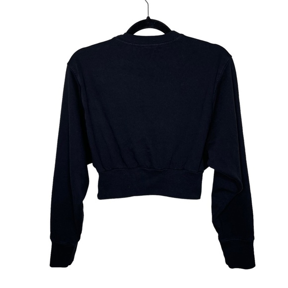 Talentless Dolman Crop Crewneck Pullover Sweatshirt Black - Picture 4 of 12